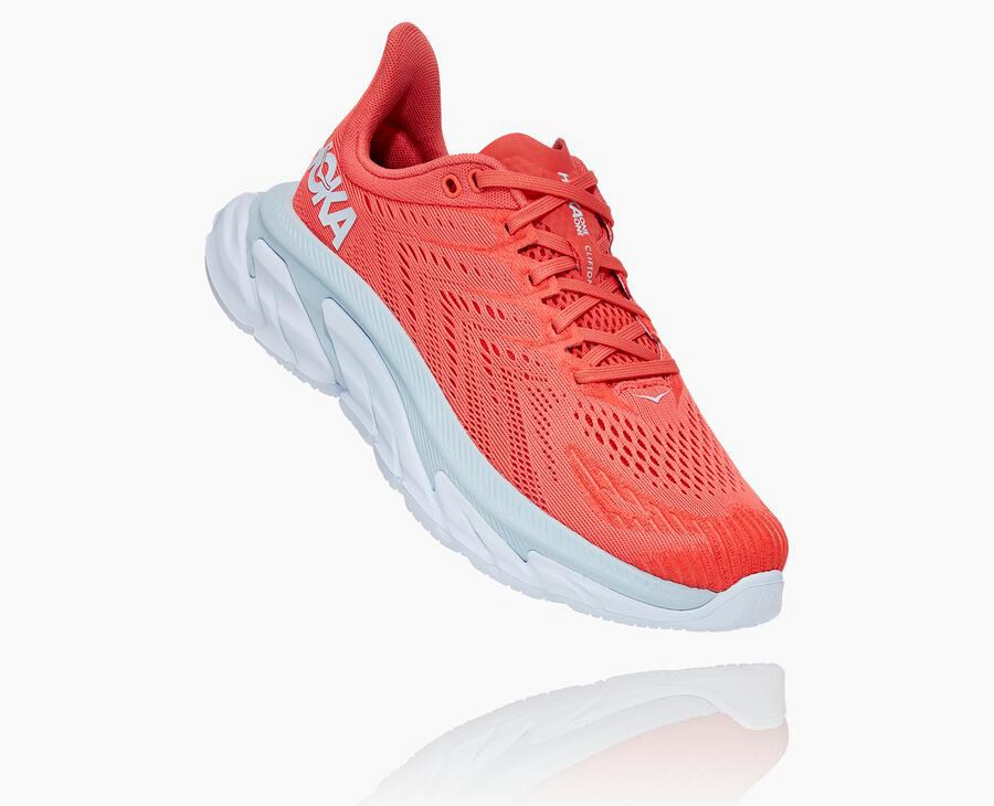 Hoka One One Clifton Edge - Women's Running Shoes - Red/White - UK 497QJVURY